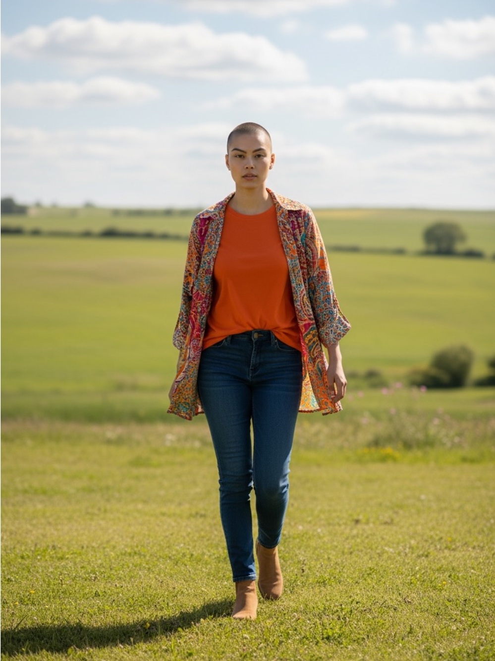 Ralph Lauren Orange Crewneck Tee with Multicolor Paisley shirt
